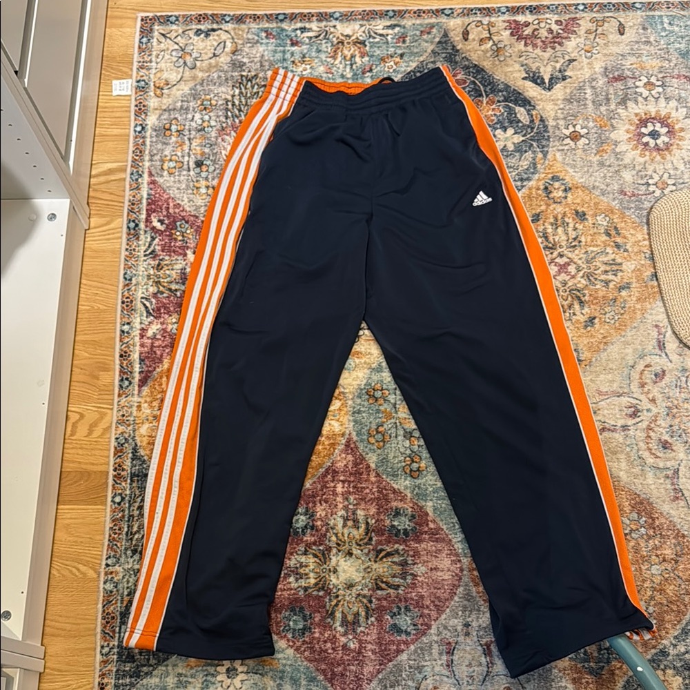 Adidas  Black Joggers with Orange Stripes